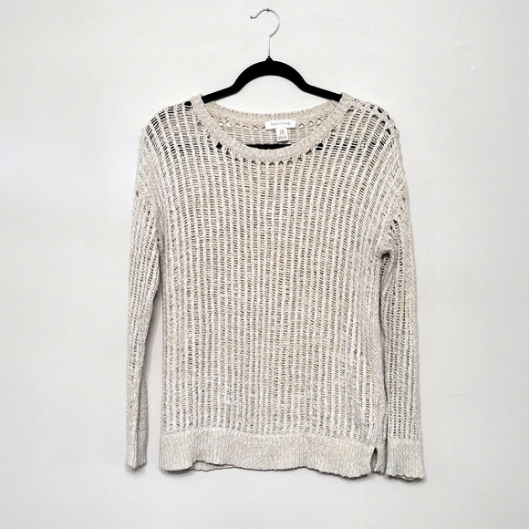 Motherhood Maternity Sweater Medium White Open Knit Long Sleeve Pullover - Picture 1 of 4